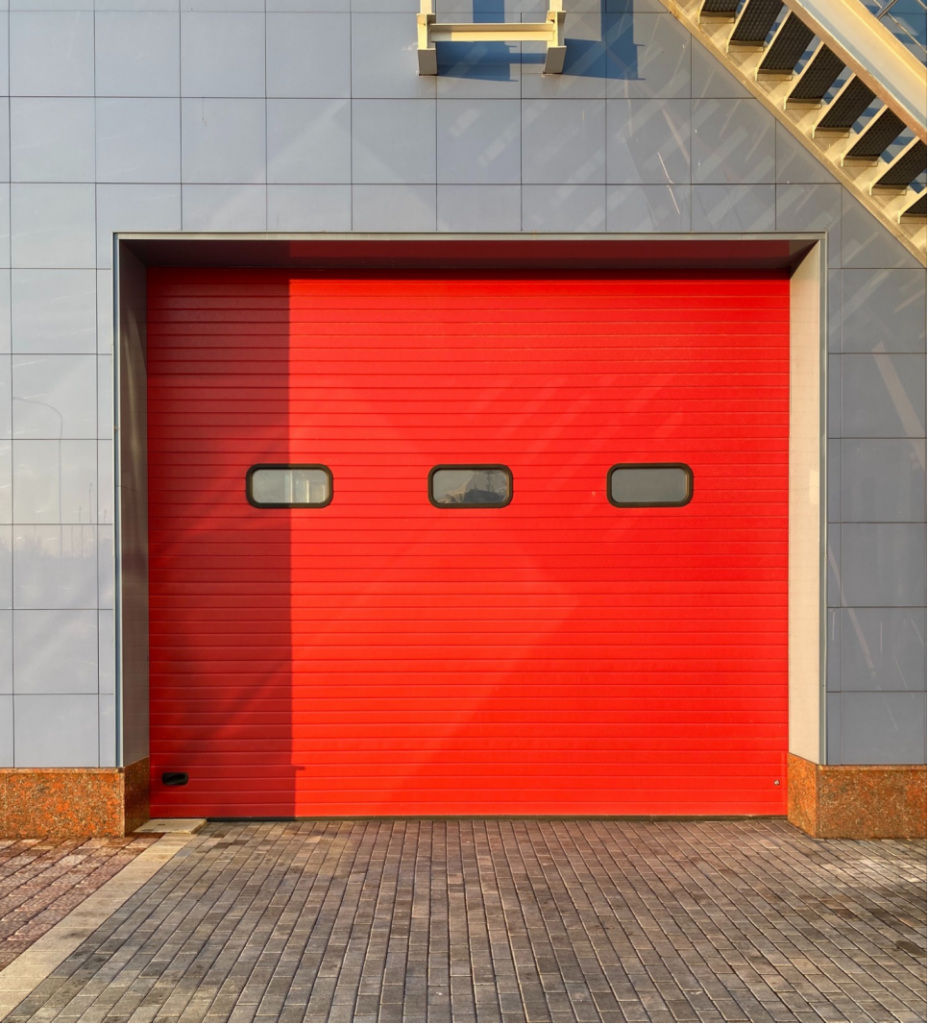 A red garage doo