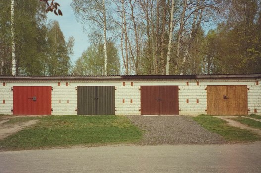 A variety of garage door styles