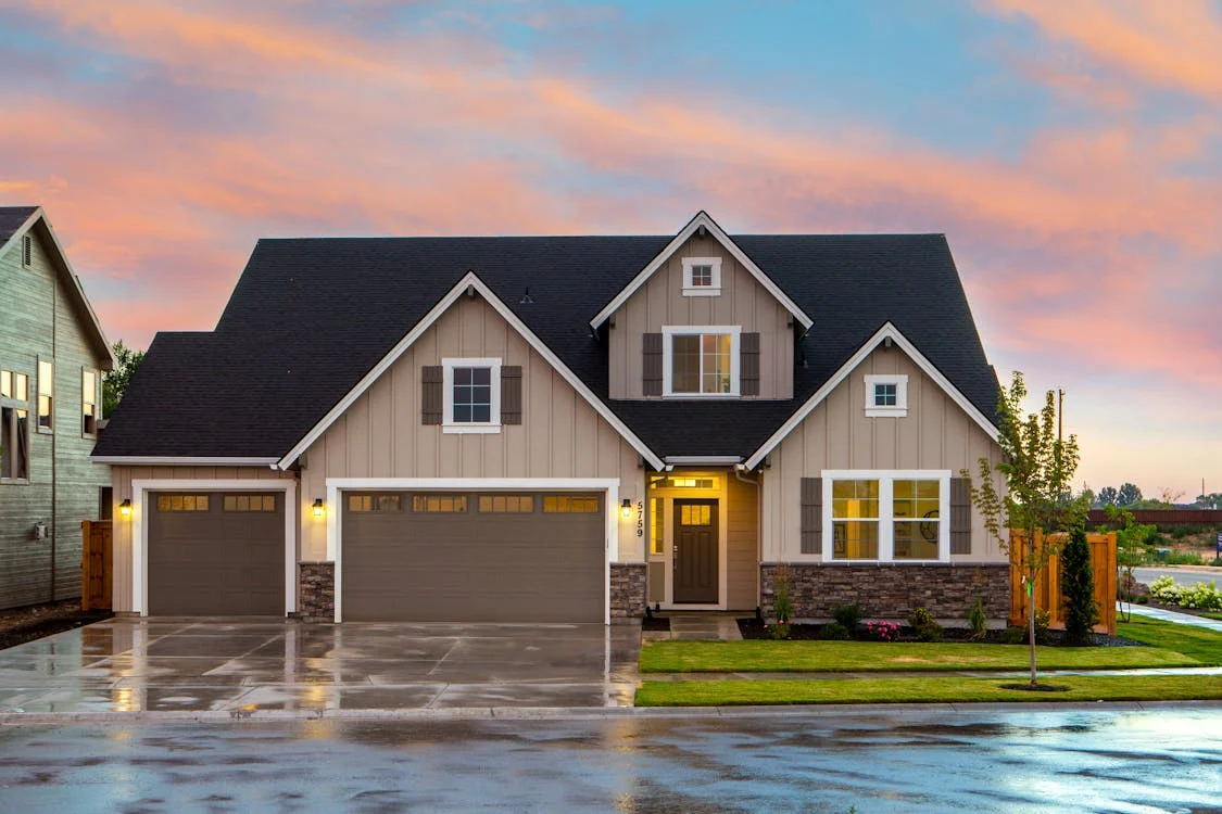 House with secure garage door system