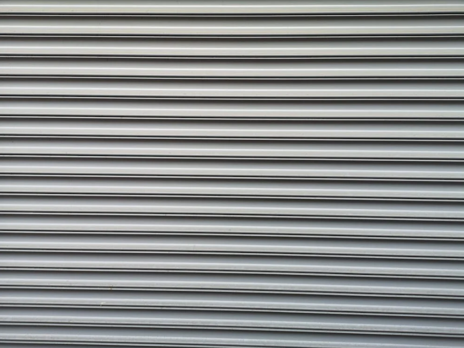 a gray colored steel garage door